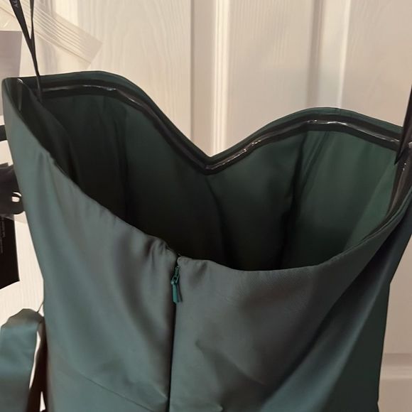 New Alfred Sung | Strapless Satin Twill Sweetheart Hunter Green Dress Size 2 - Picture 6 of 6